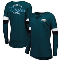 New Era Women's New Era Midnight Green Philadelphia Eagles Athletic Varsity  Lace-Up Long Sleeve T-Shirt