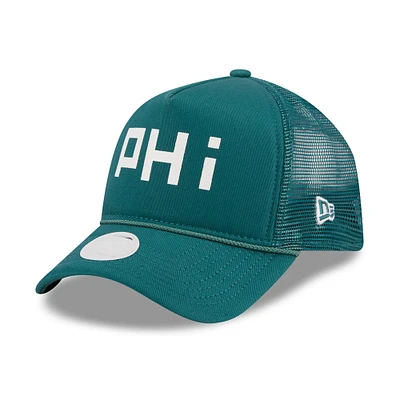 Casquette ajustable 9FORTY vert nuit des Philadelphia Eagles McGee Trucker New Era pour femme