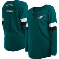 Lids Philadelphia Eagles New Era Women's Plus Athletic Varsity Lace-Up  V-Neck Long Sleeve T-Shirt - Midnight Green