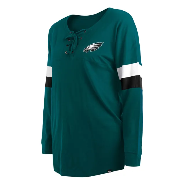 New Era Women's New Era Midnight Green Philadelphia Eagles Plus Athletic  Varsity Lace-Up V-Neck Long Sleeve T-Shirt