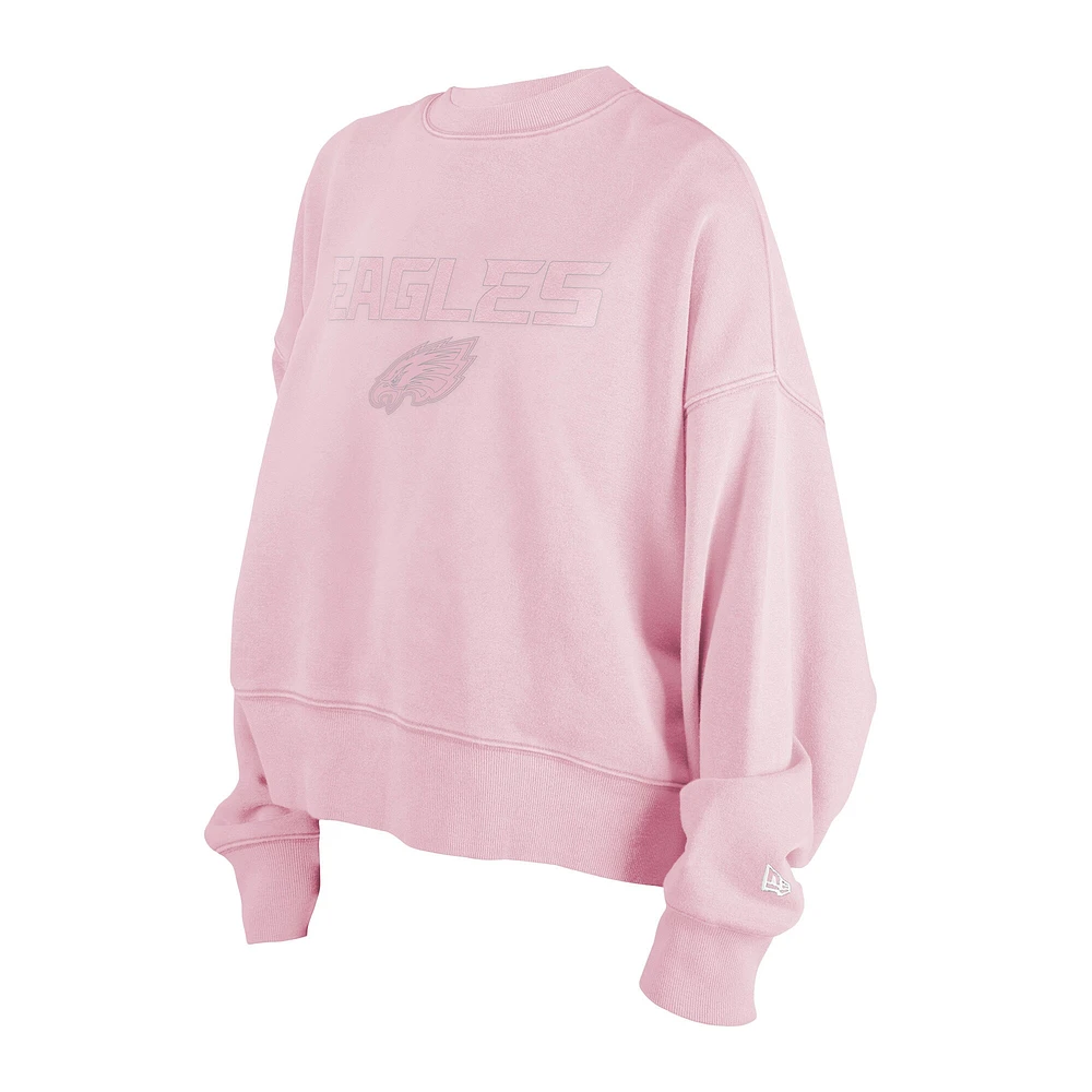 Women's New Era Pink Philadelphia Eagles Cozy Pullover Sweatshirt