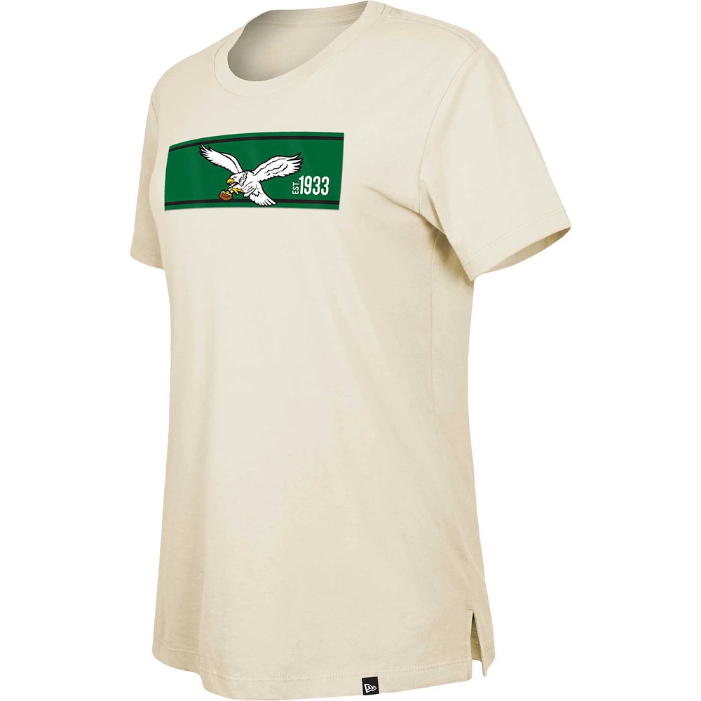 T-shirt New Era pour femmes, beige, Third Down Historic des Eagles de Philadelphie