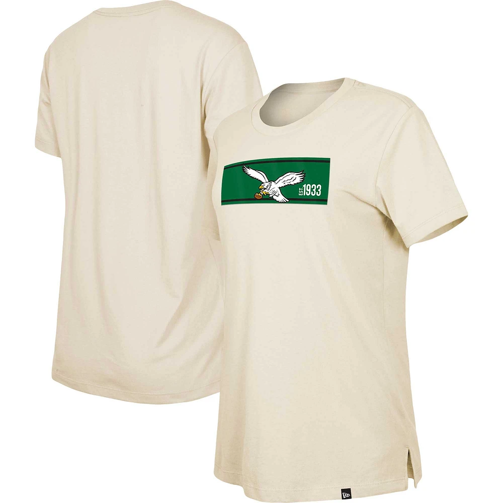 T-shirt New Era pour femmes, beige, Third Down Historic des Eagles de Philadelphie