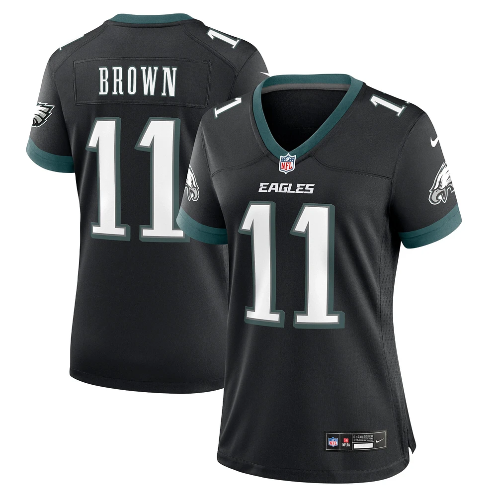 Nike A.J. Femme Maillot de match alternatif des Eagles Philadelphie, marron et noir