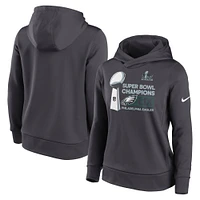 Sweat à capuche en polaire Nike Anthracite Philadelphia Eagles Super Bowl LIX Champions Locker Room Trophy Collection Club pour femme