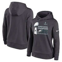 Sweat à capuche en polaire Nike Anthracite Philadelphia Eagles Super Bowl LIX Champions Locker Room Trophy Collection Club pour femme