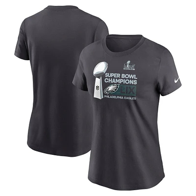 T-shirt Nike anthracite Philadelphia Eagles pour femme de la collection Champions Locker Room Trophy Super Bowl LIX