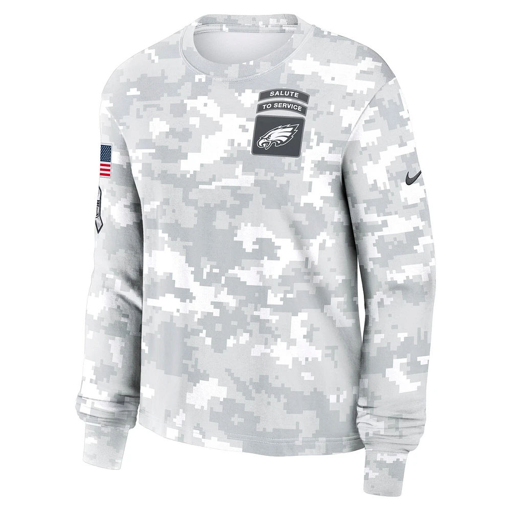Women's Nike Arctic Camo Philadelphia Eagles 2024 Salute To Service Performance Long Sleeve T-Shirt