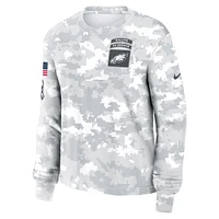 Women's Nike Arctic Camo Philadelphia Eagles 2024 Salute To Service Performance Long Sleeve T-Shirt