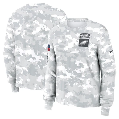 Women's Nike Arctic Camo Philadelphia Eagles 2024 Salute To Service Performance Long Sleeve T-Shirt