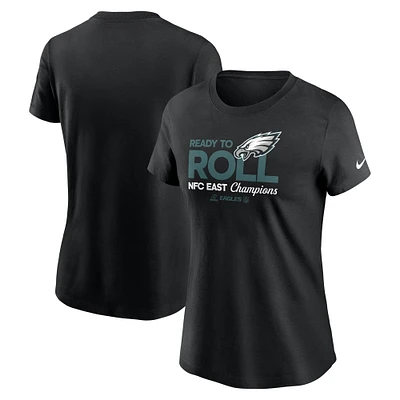 T-shirt Nike noir pour femme Philadelphia Eagles 2024 NFC East Division Champions Locker Room Trophy Collection