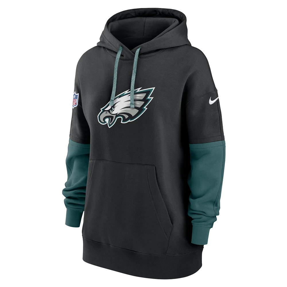 Women's Nike Black Philadelphia Eagles 2024 Sideline Essential Fleece Pullover Hoodie