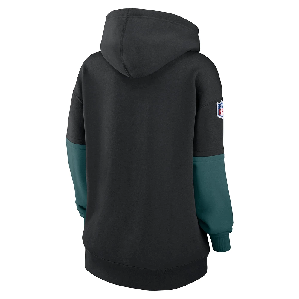 Women's Nike Black Philadelphia Eagles 2024 Sideline Essential Fleece Pullover Hoodie