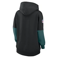 Women's Nike Black Philadelphia Eagles 2024 Sideline Essential Fleece Pullover Hoodie