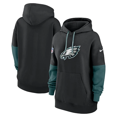 Sweat à capuche en polaire Nike noir Philadelphia Eagles 2024 Sideline Essential pour femme