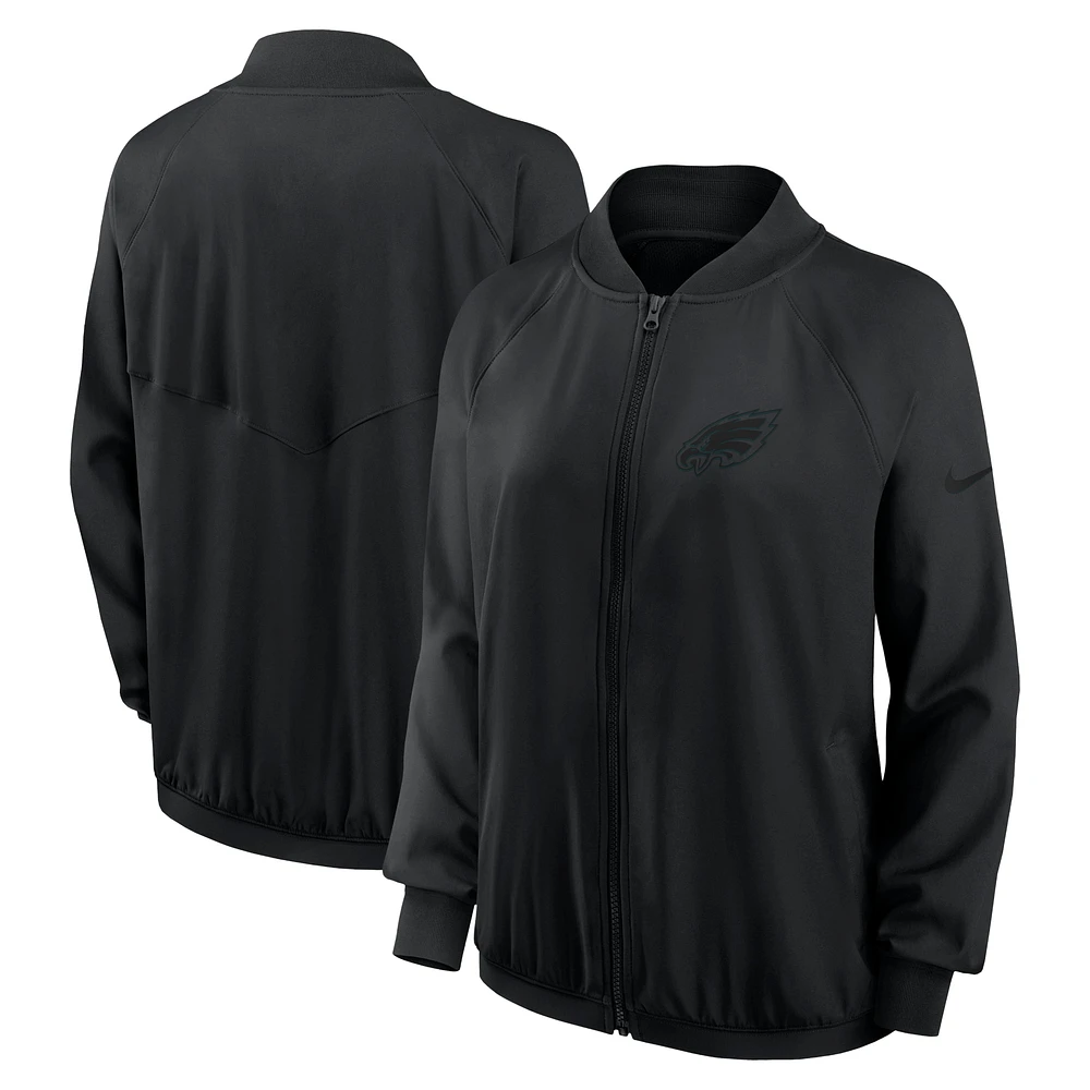 Veste zippée raglan noire pour femme Nike Philadelphia Eagles