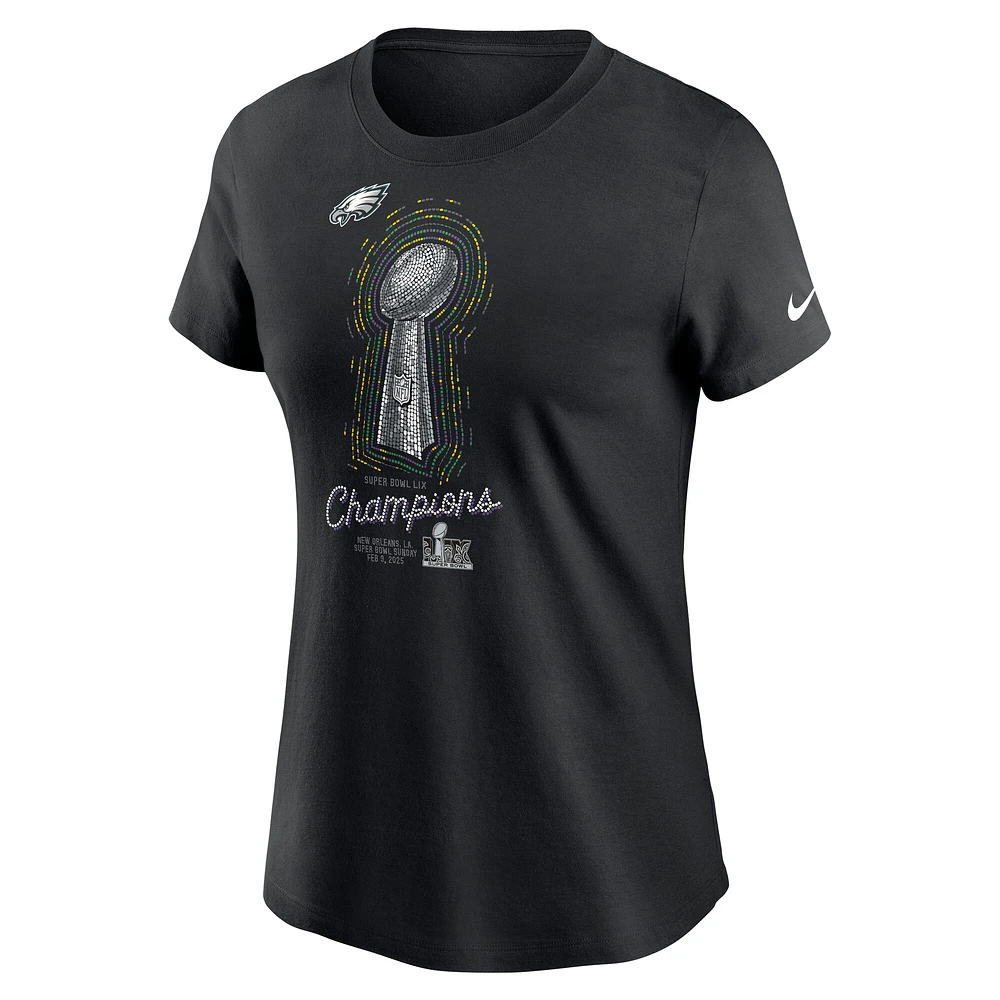 Women's Nike  Black Philadelphia Eagles Super Bowl LIX Champions Lombardi Trophy T-Shirt