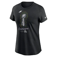 Women's Nike  Black Philadelphia Eagles Super Bowl LIX Champions Lombardi Trophy T-Shirt