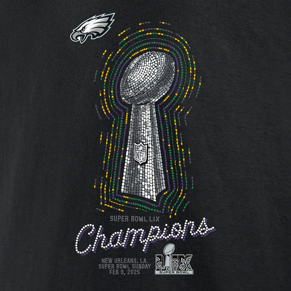 Women's Nike  Black Philadelphia Eagles Super Bowl LIX Champions Lombardi Trophy T-Shirt