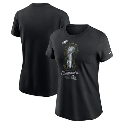 Women's Nike  Black Philadelphia Eagles Super Bowl LIX Champions Lombardi Trophy T-Shirt