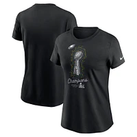 Women's Nike  Black Philadelphia Eagles Super Bowl LIX Champions Lombardi Trophy T-Shirt