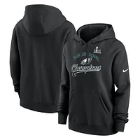 Women's Nike  Black Philadelphia Eagles Super Bowl LIX Champions Tailsweep Pullover Hoodie