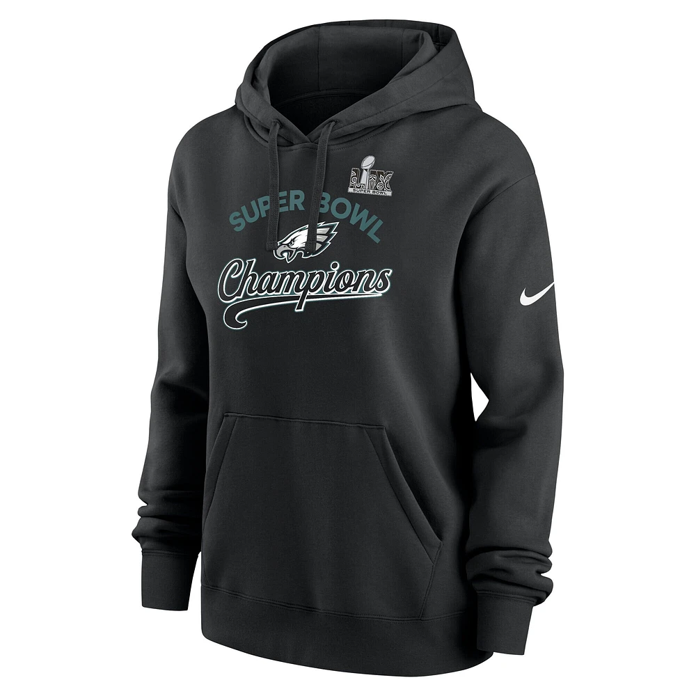 Women's Nike  Black Philadelphia Eagles Super Bowl LIX Champions Tailsweep Pullover Hoodie