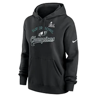 Women's Nike  Black Philadelphia Eagles Super Bowl LIX Champions Tailsweep Pullover Hoodie