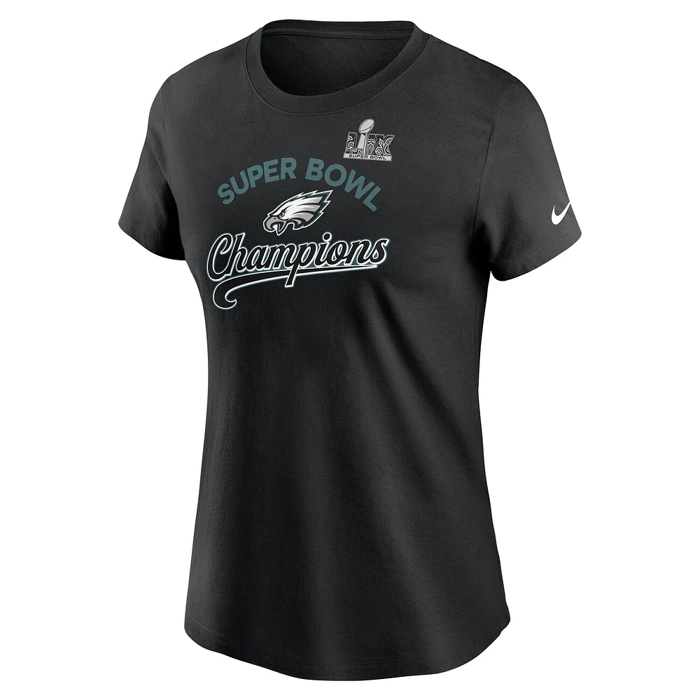 Women's Nike  Black Philadelphia Eagles Super Bowl LIX Champions Tailsweep T-Shirt