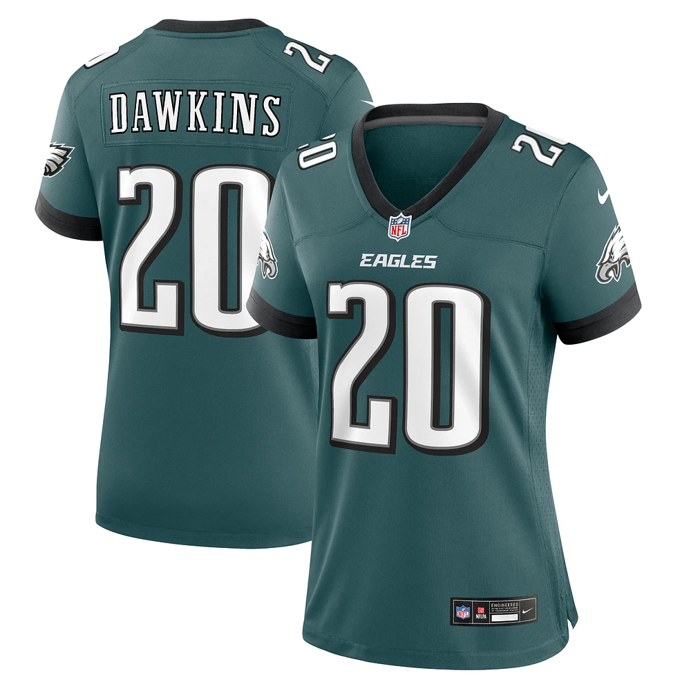 Maillot de match joueur retraité Nike Brian Dawkins pour femme, vert minuit, des Eagles Philadelphie