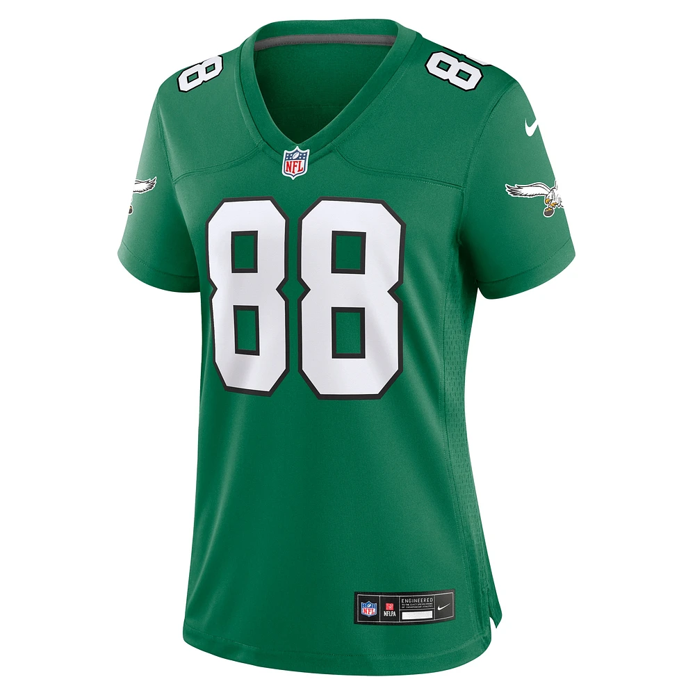 Maillot de match alternatif des Eagles Philadelphie pour femme Nike Dallas Goedert Kelly vert