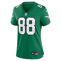 Maillot de match alternatif des Eagles Philadelphie pour femme Nike Dallas Goedert Kelly vert