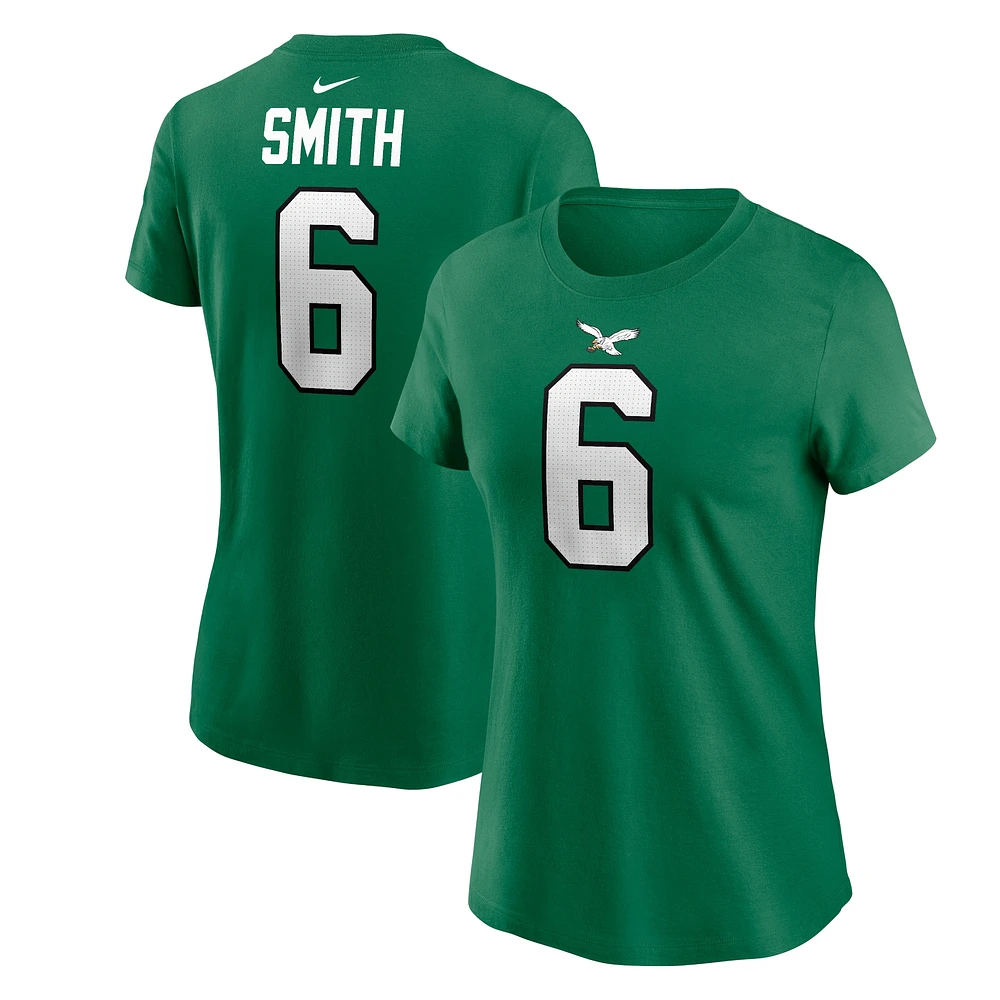 T-shirt avec nom et numéro de joueur Nike DeVonta Smith Kelly Green Philadelphia Eagles pour femme