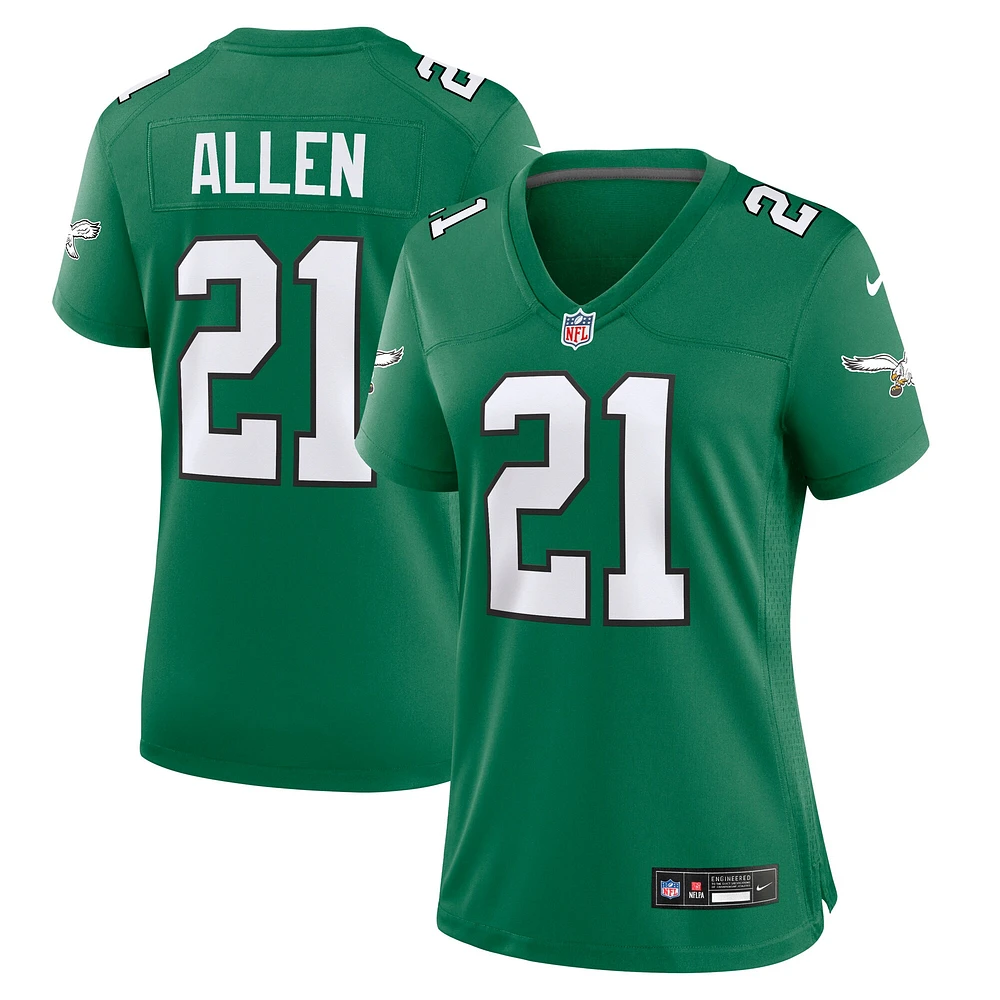 Maillot de jeu alternatif des Eagles Philadelphie Nike Eric Allen Kelly pour femme, vert