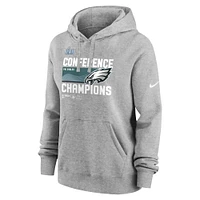 Women's Nike Heather Gray Philadelphia Eagles 2022 NFC Champions Locker Room Trophy Collection Pullover Hoodie