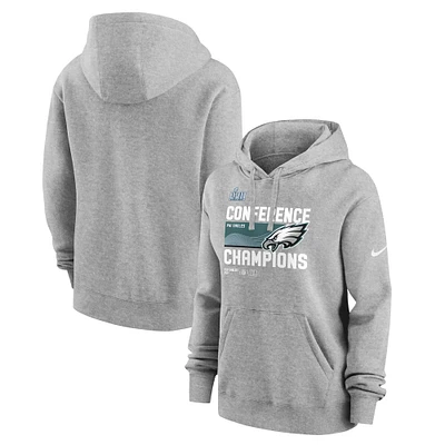 Women's Nike Heather Gray Philadelphia Eagles 2022 NFC Champions Locker Room Trophy Collection Pullover Hoodie