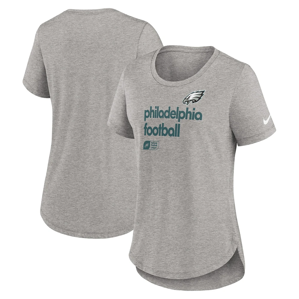 Women's Nike Heather Gray Philadelphia Eagles Team Shout-Out Tri-Blend T-Shirt