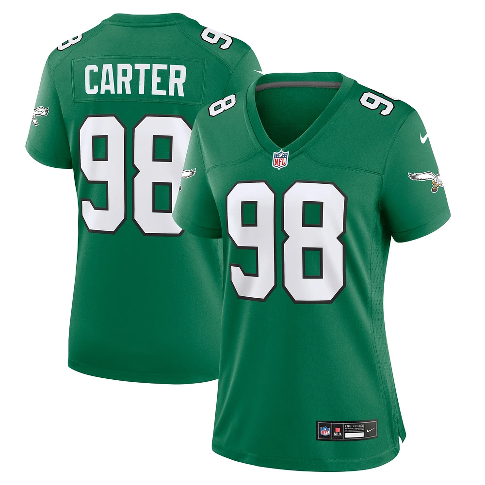 Maillot Nike pour femme Jalen Carter Kelly Green Philadelphia Eagles Alternate Game