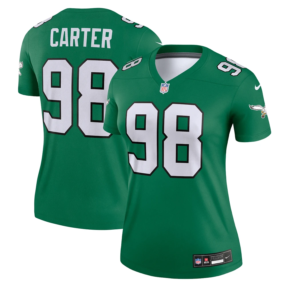 Women's Nike Jalen Carter  Kelly Green Philadelphia Eagles Alternate Legend Player Performance Top