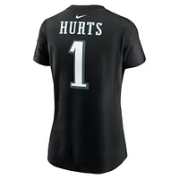 Women's Nike Jalen Hurts Black Philadelphia Eagles Super Bowl LIX Name & Number T-Shirt