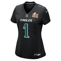 Women's Nike Jalen Hurts Carbon Black Philadelphia Eagles Super Bowl LIX Fashion Game Player Jersey