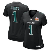 Women's Nike Jalen Hurts Carbon Black Philadelphia Eagles Super Bowl LIX Fashion Game Player Jersey