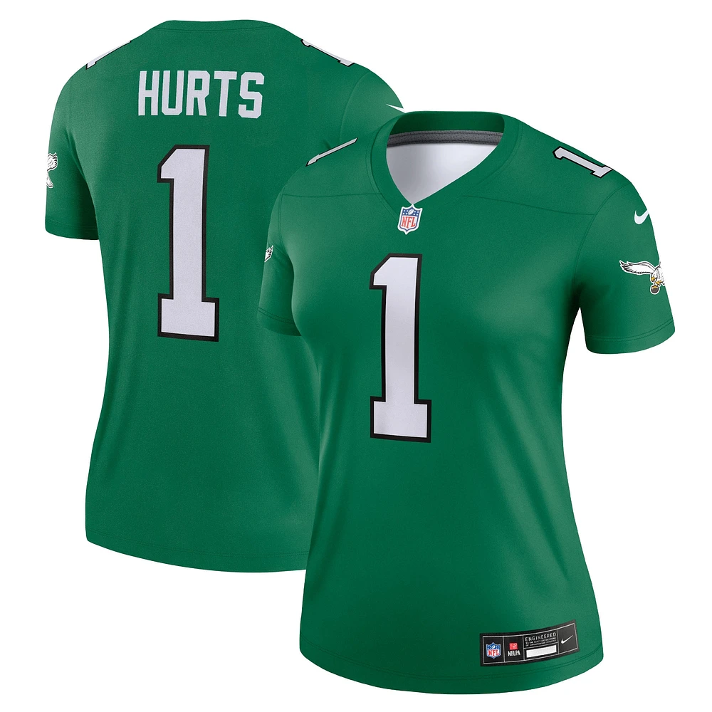 Haut de performance Nike Jalen Hurts Kelly Green pour femme des Philadelphia Eagles Alternate Legend Player