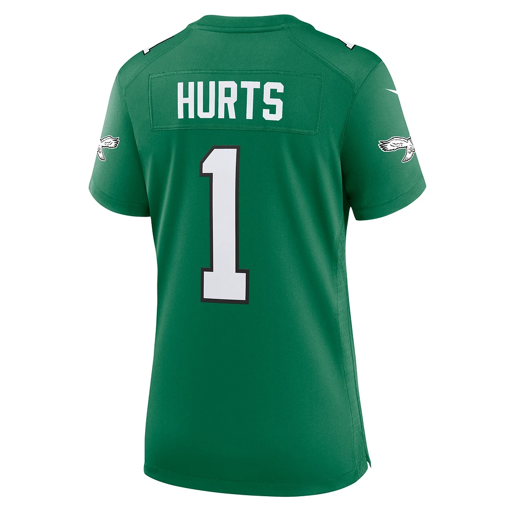 Maillot Nike Jalen Hurts Kelly Green pour femme Philadelphia Eagles Super Bowl LIX 2nd Alternate Game