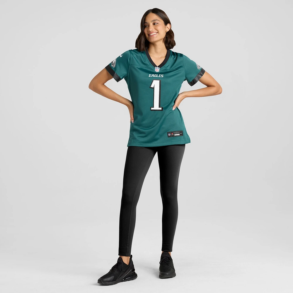 Maillot de match l'équipe Nike Jalen Hurts vert minuit pour femme des Eagles Philadelphie