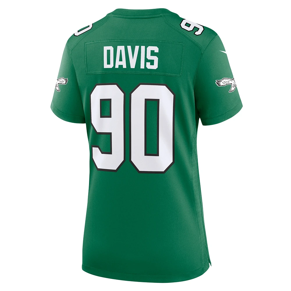 Maillot de jeu alternatif des Eagles Philadelphie Nike Jordan Davis Kelly pour femme, vert