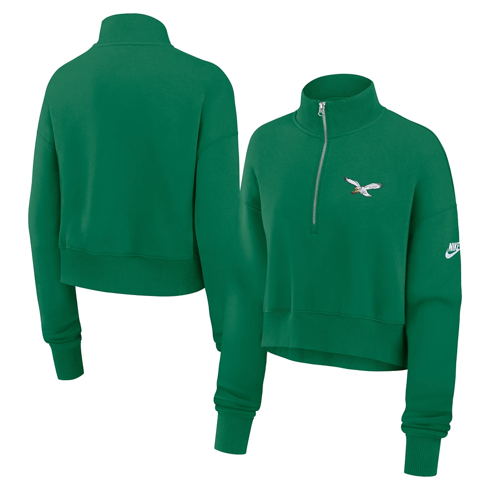 Women's Nike Kelly Green Philadelphia Eagles Rewind Phoenix Half-Zip Sweatshirt