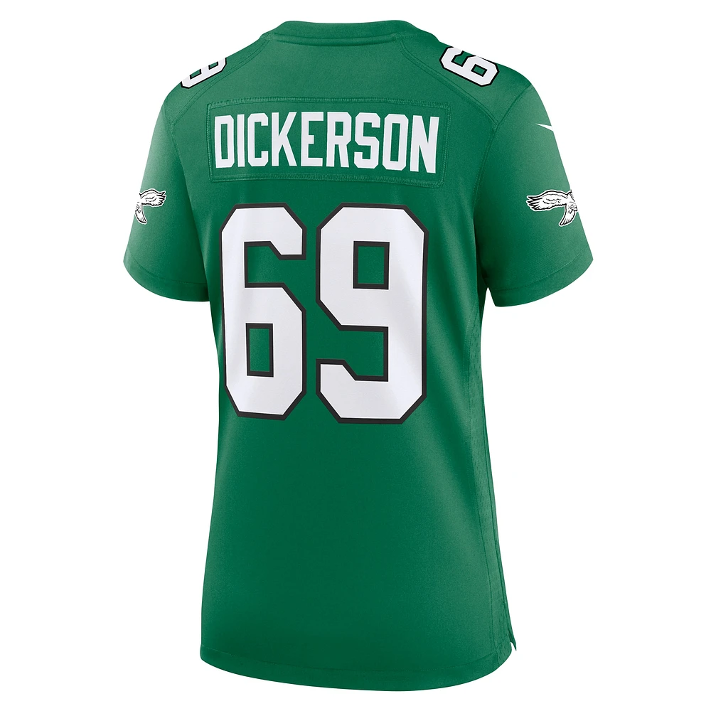 Maillot de match alternatif des Eagles Philadelphie Nike Landon Dickerson Kelly vert pour femme