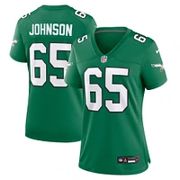 Maillot de match alternatif des Eagles Philadelphie Nike Lane Johnson Kelly vert pour femme