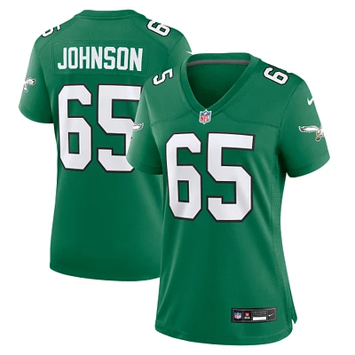 Maillot de match alternatif des Eagles Philadelphie Nike Lane Johnson Kelly vert pour femme